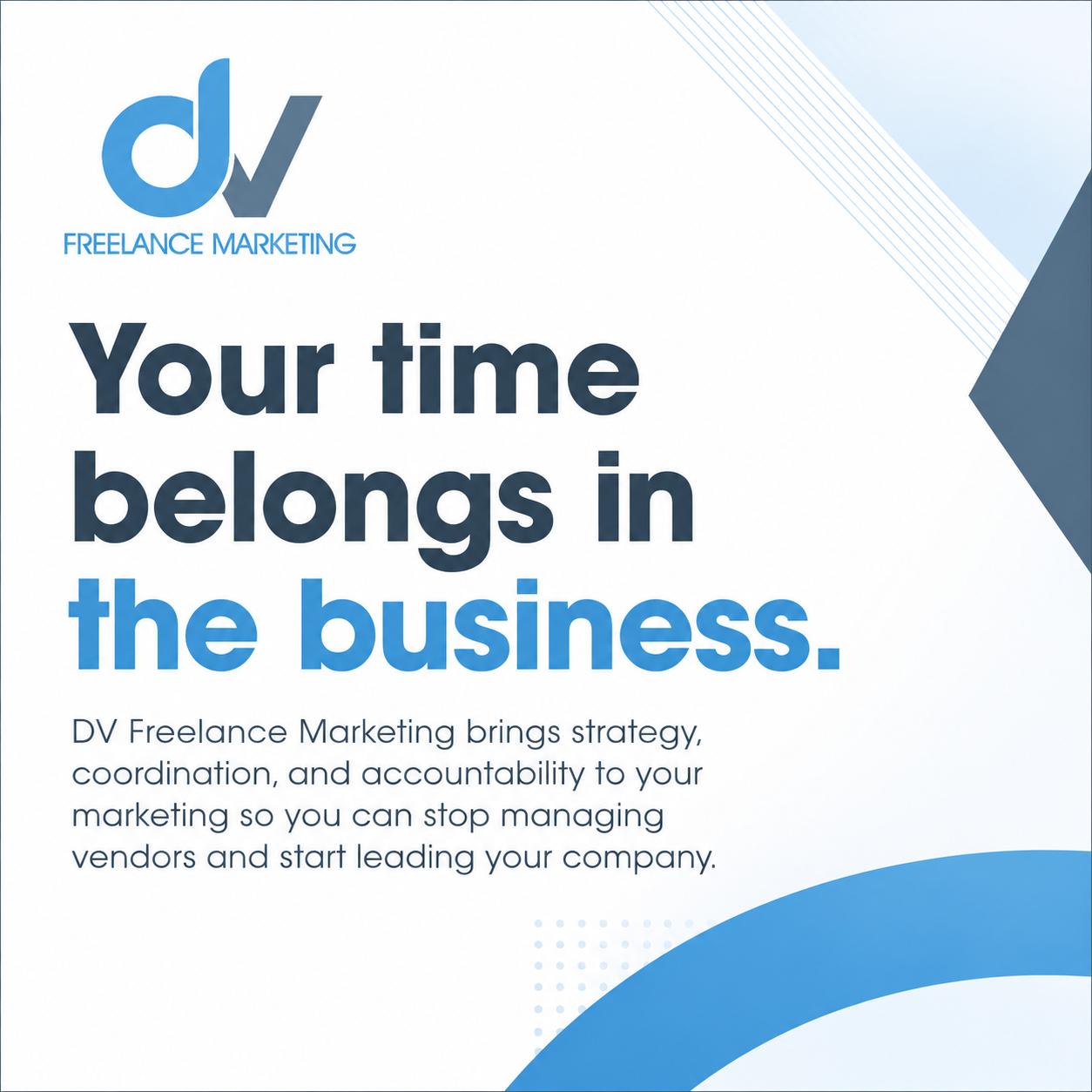 Blue DV Freelance Marketing design created with AI under professional marketing direction.