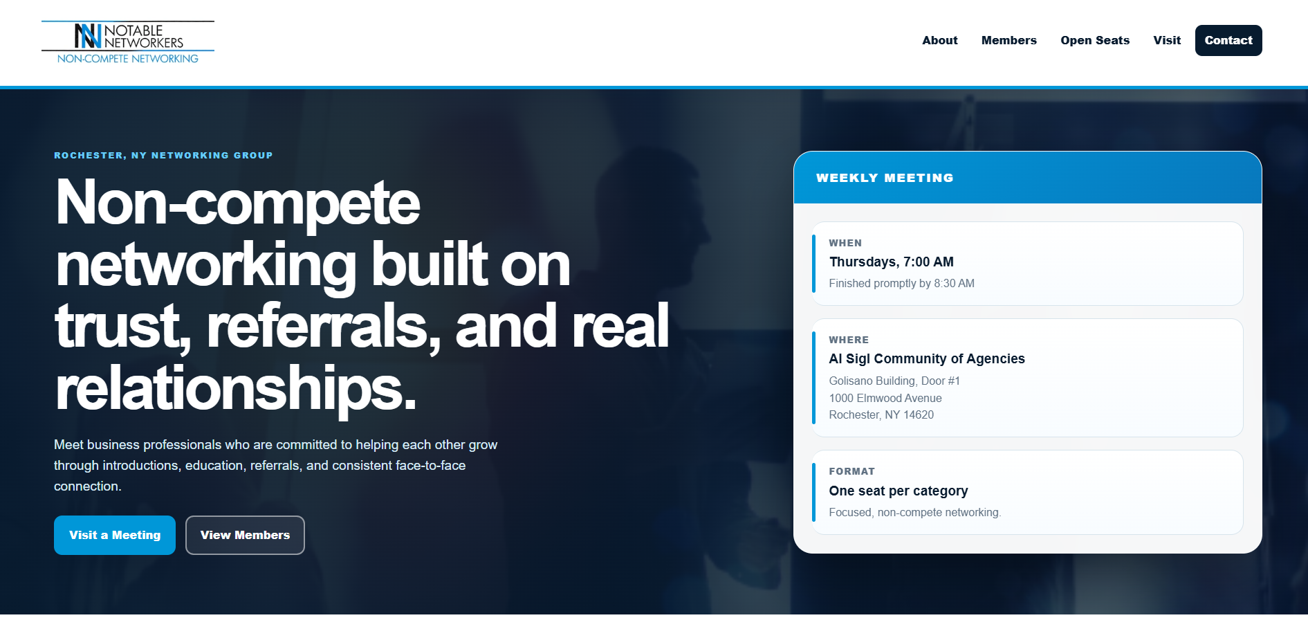 Notable Networkers custom website sample with professional networking design